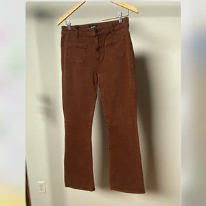 Paige Crop Flare Chocolate Denim
